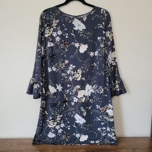 Old Navy Midi Length Charcoal Gray Dress with Cute Bell Sleeves Size Medium Tall